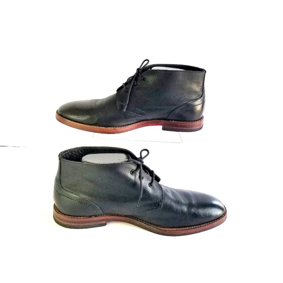 H BY HUDSON Men's Houghton II Leather Chukka Boots Black Sz 41 Lace Up - Picture 5 of 15